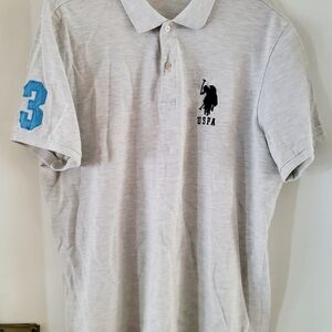 Ralph Lauren US Polo Assn. Gray Polo Shirt with Blue Number 3 ( XL Short Sleeve)